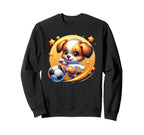 Puppy Dog Playing Soccer Kicking Ball Sweatshirt - Graphic Print Unisex
