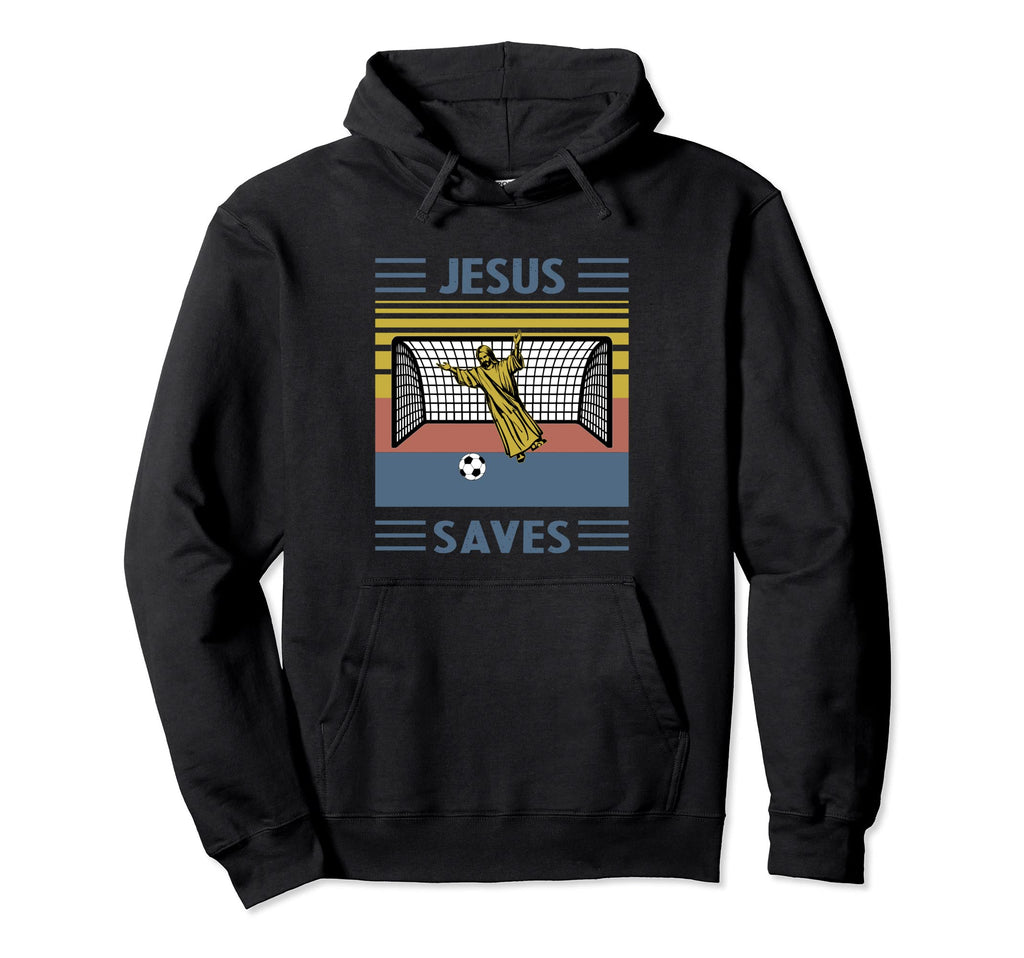 Fun Religious Jesus Saves Goal Soccer Hoodie - Unique Graphic for Adults