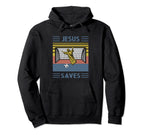 Fun Religious Jesus Saves Goal Soccer Hoodie - Unique Graphic for Adults