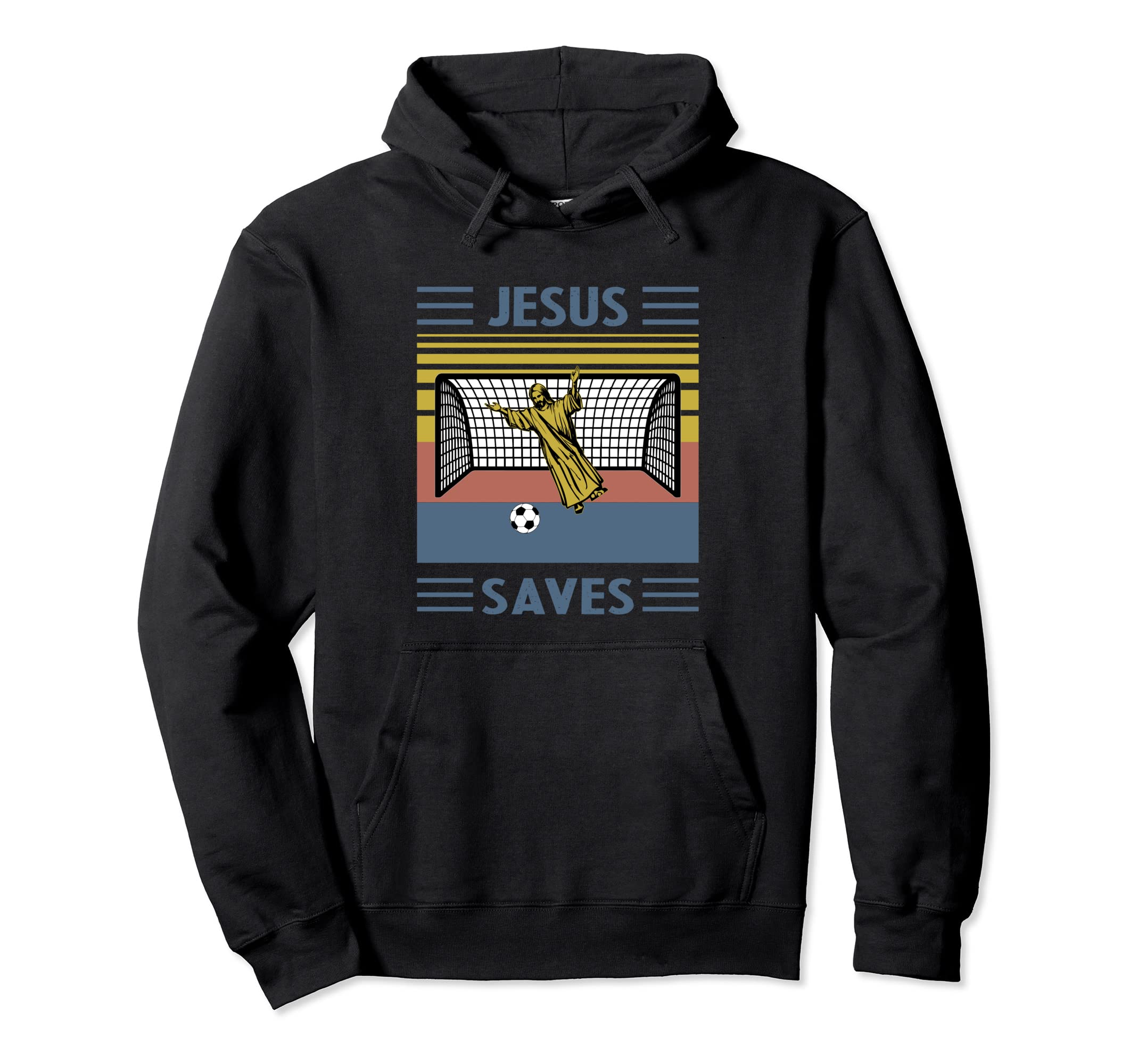 Fun Religious Jesus Saves Goal Soccer Hoodie - Unique Graphic for Adults