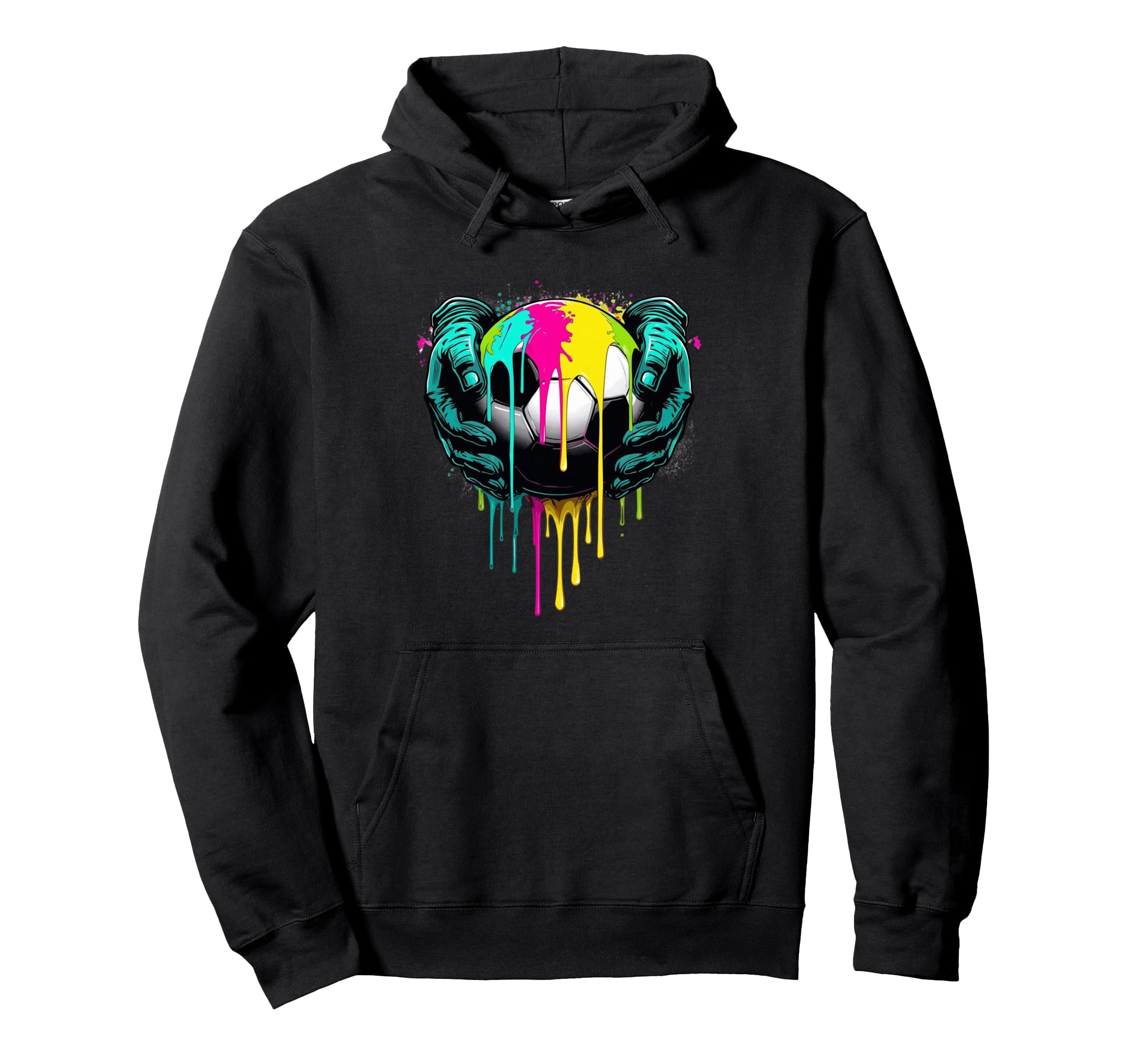 Paint Drip Soccer Player Ball Goalie Hoodie - Trendy Graphic Men Women