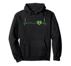Heartbeat Brazil Flag Soccer Fan Hoodie - Custom Art Print Unisex