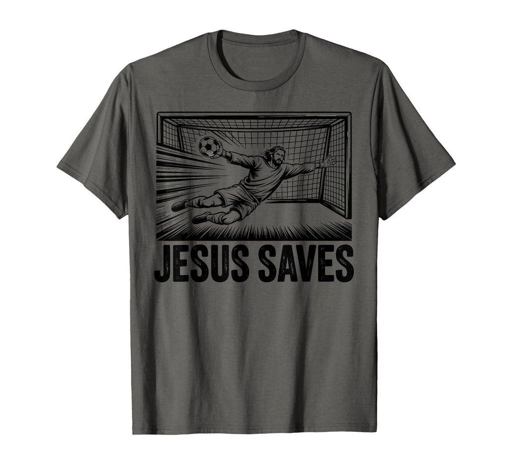 Soccer Goalie Goalkeeper Jesus Saves T-Shirt - Unique Graphic for Adults