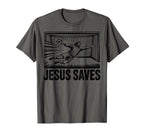 Soccer Goalie Goalkeeper Jesus Saves T-Shirt - Unique Graphic for Adults