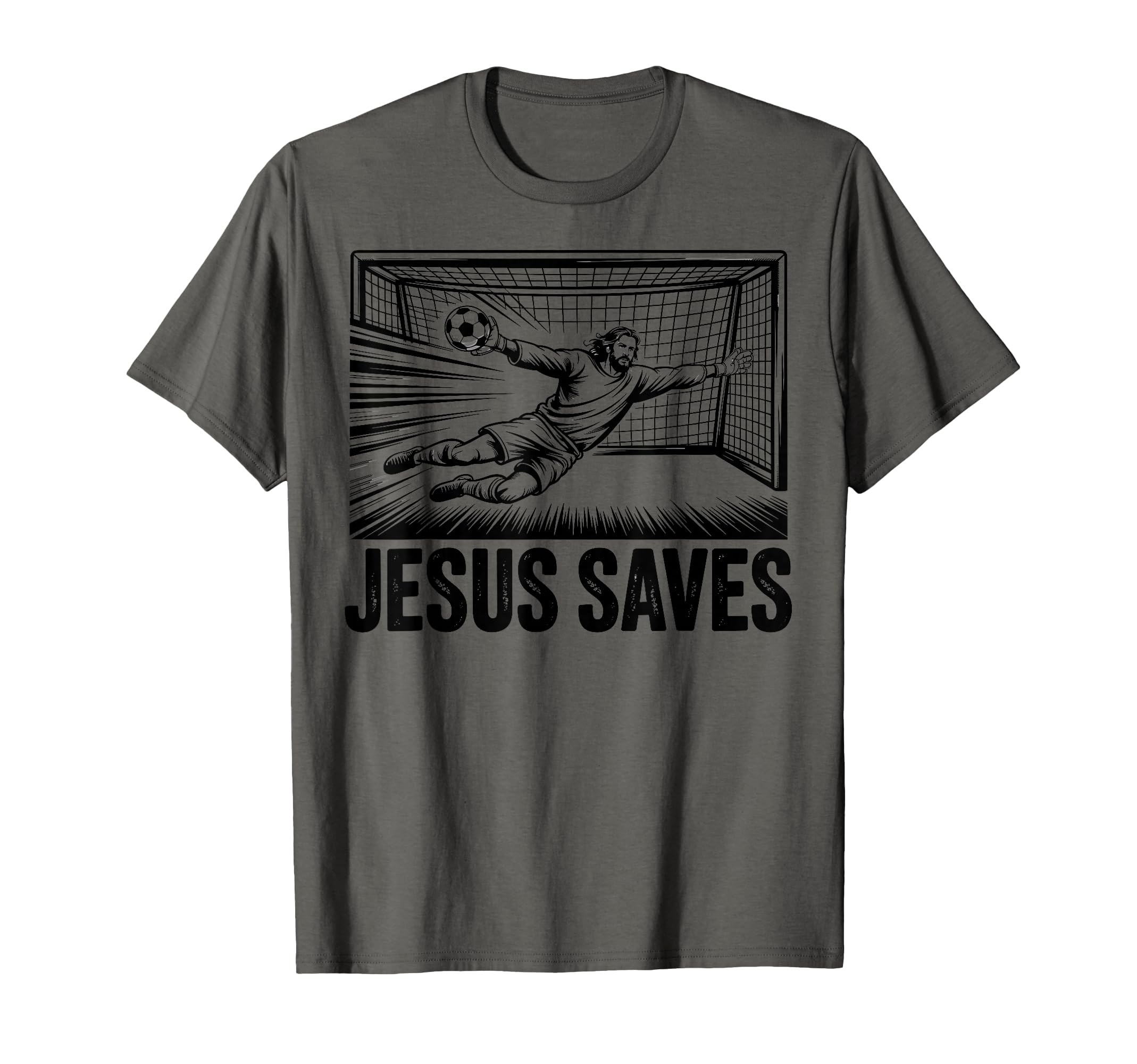 Soccer Goalie Goalkeeper Jesus Saves T-Shirt - Unique Graphic for Adults