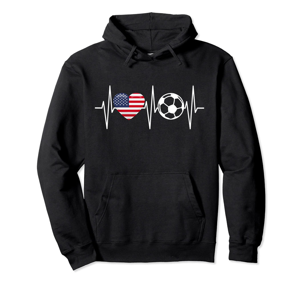 Usa Soccer Funny Soccer Fan Heartbeat Hoodie - Minimalist Print for Adults