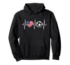 Usa Soccer Funny Soccer Fan Heartbeat Hoodie - Minimalist Print for Adults