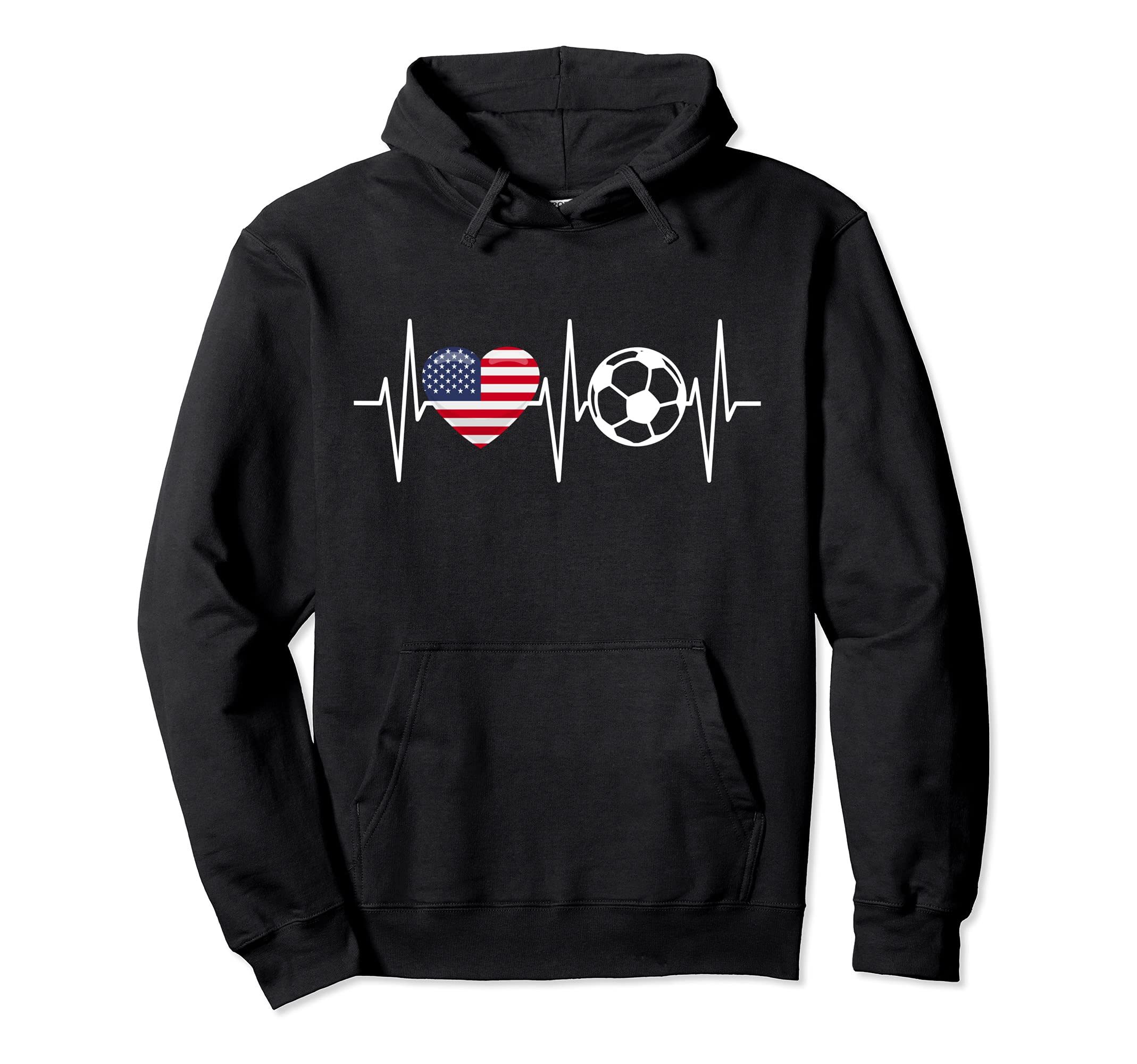 Usa Soccer Funny Soccer Fan Heartbeat Hoodie - Minimalist Print for Adults