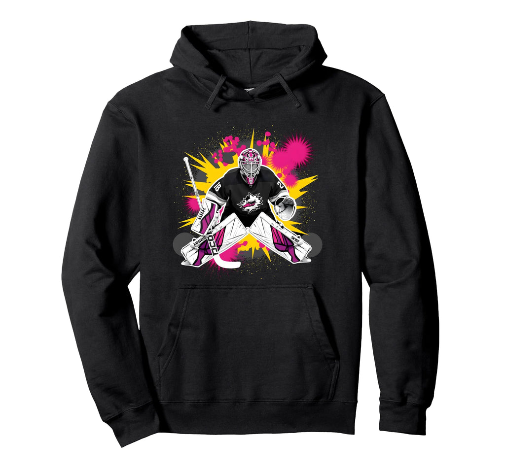 Ice Hockey Player Goalkeeper Ice Hoodie - Minimalist Print Men Women