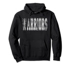 Warriors Mascot Distressed School Sports Hoodie - Graphic Print Unisex