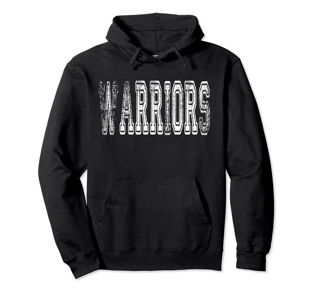 Warriors Mascot Distressed School Sports Hoodie - Graphic Print Unisex