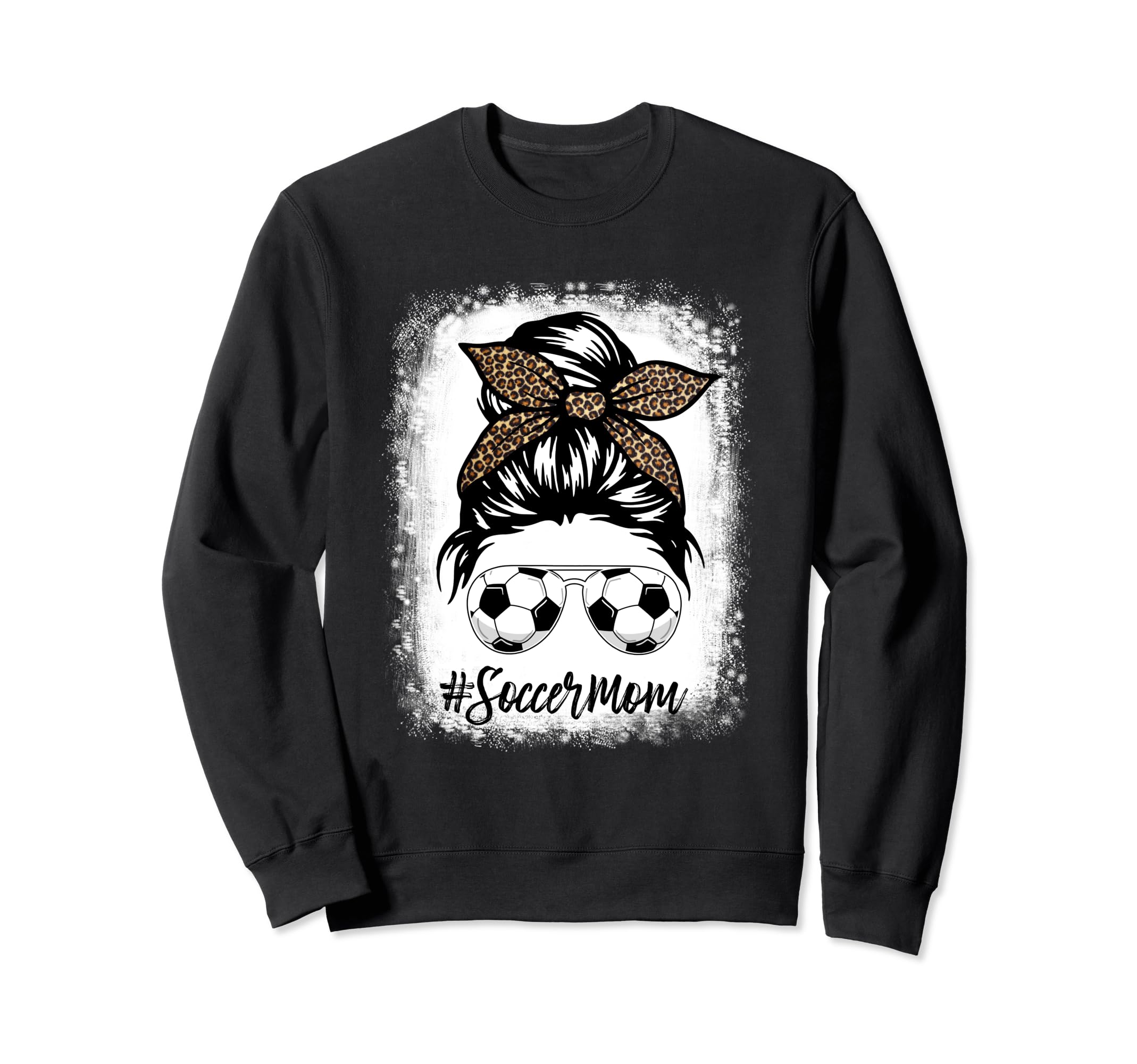 Soccer Mom Life Messy Bun Leopard Sweatshirt - Streetwear Style Men Women