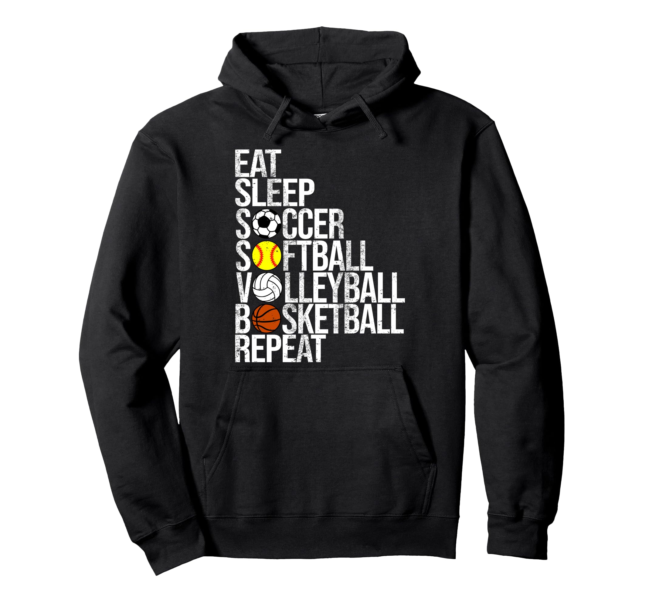 Eat Sleep Soccer Softball Volleyball Hoodie - Aesthetic Graphic Men Women