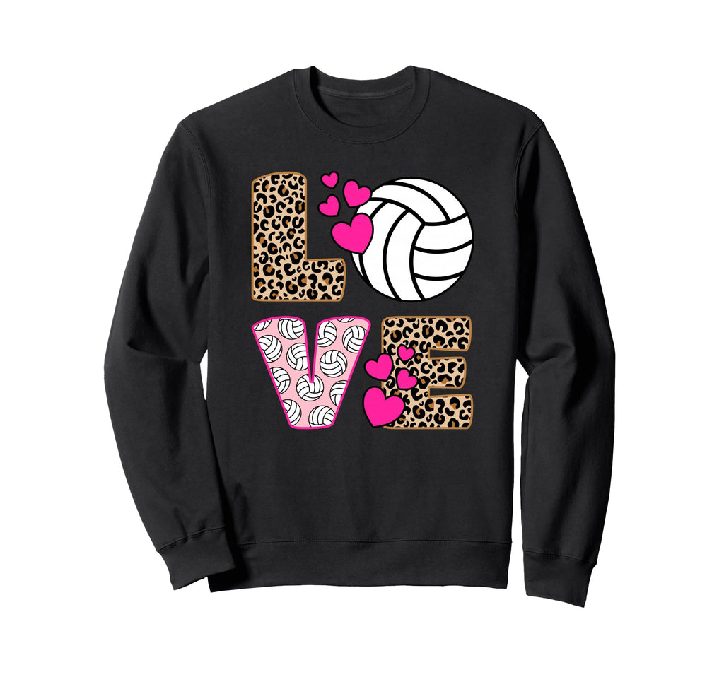 Love Volleyball Leopard Sweatshirt - Aesthetic Graphic for Adults
