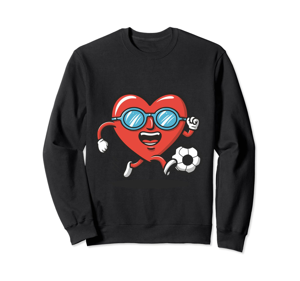 Heart Running Soccer Ball Valentines Sweatshirt - Custom Art Print Unisex