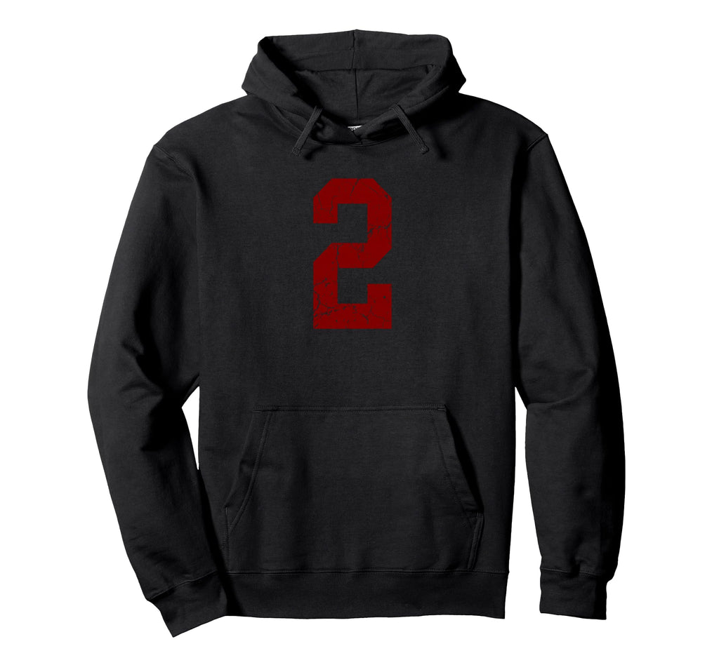 Distressed Maroon Number 2 Jersey Hoodie - Streetwear Style Men Women