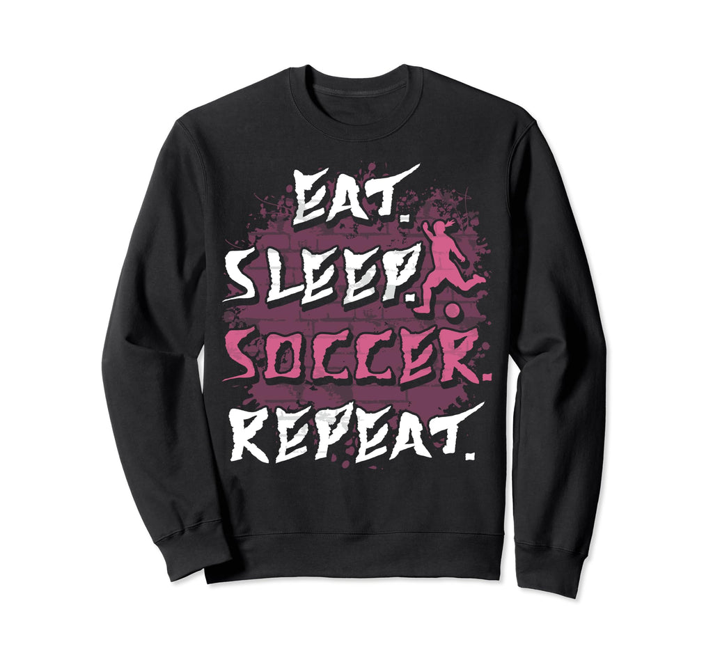 Eat Sleep Soccer Repeat Funny Sweatshirt - Minimalist Print for Adults
