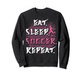 Eat Sleep Soccer Repeat Funny Sweatshirt - Minimalist Print for Adults