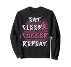 Eat Sleep Soccer Repeat Funny Sweatshirt - Minimalist Print for Adults