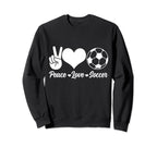 Soccer Player Peace Love Soccer Sweatshirt - Custom Art Print for Adults