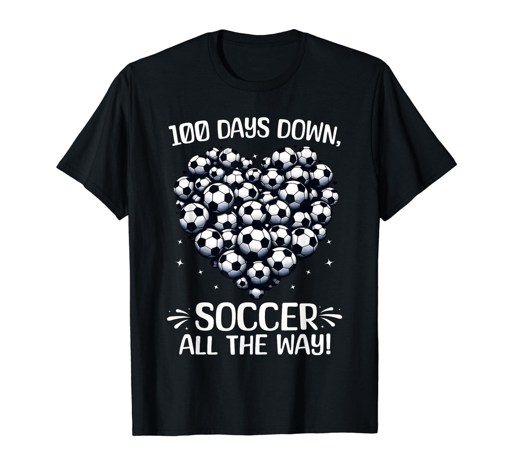 100 Days School Soccer Heart Love T-Shirt - Streetwear Style for Adults