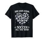 100 Days School Soccer Heart Love T-Shirt - Streetwear Style for Adults