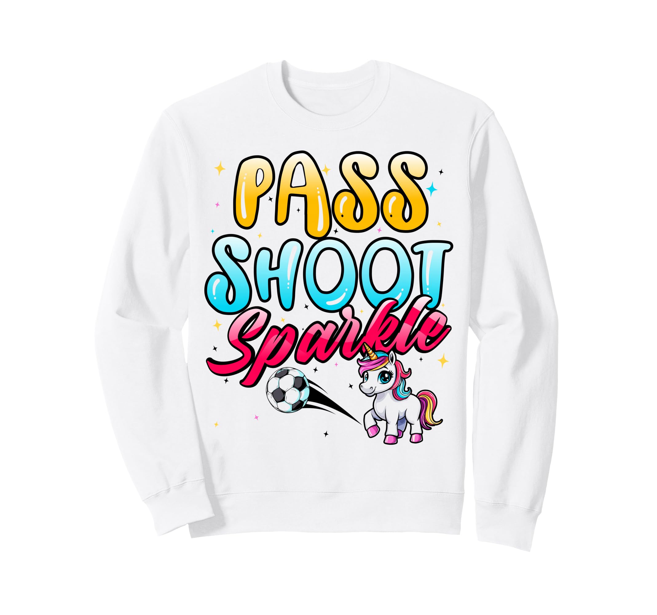 Pass Shoot Sparkle Soccer Fan Sweatshirt - Minimalist Print for Adults