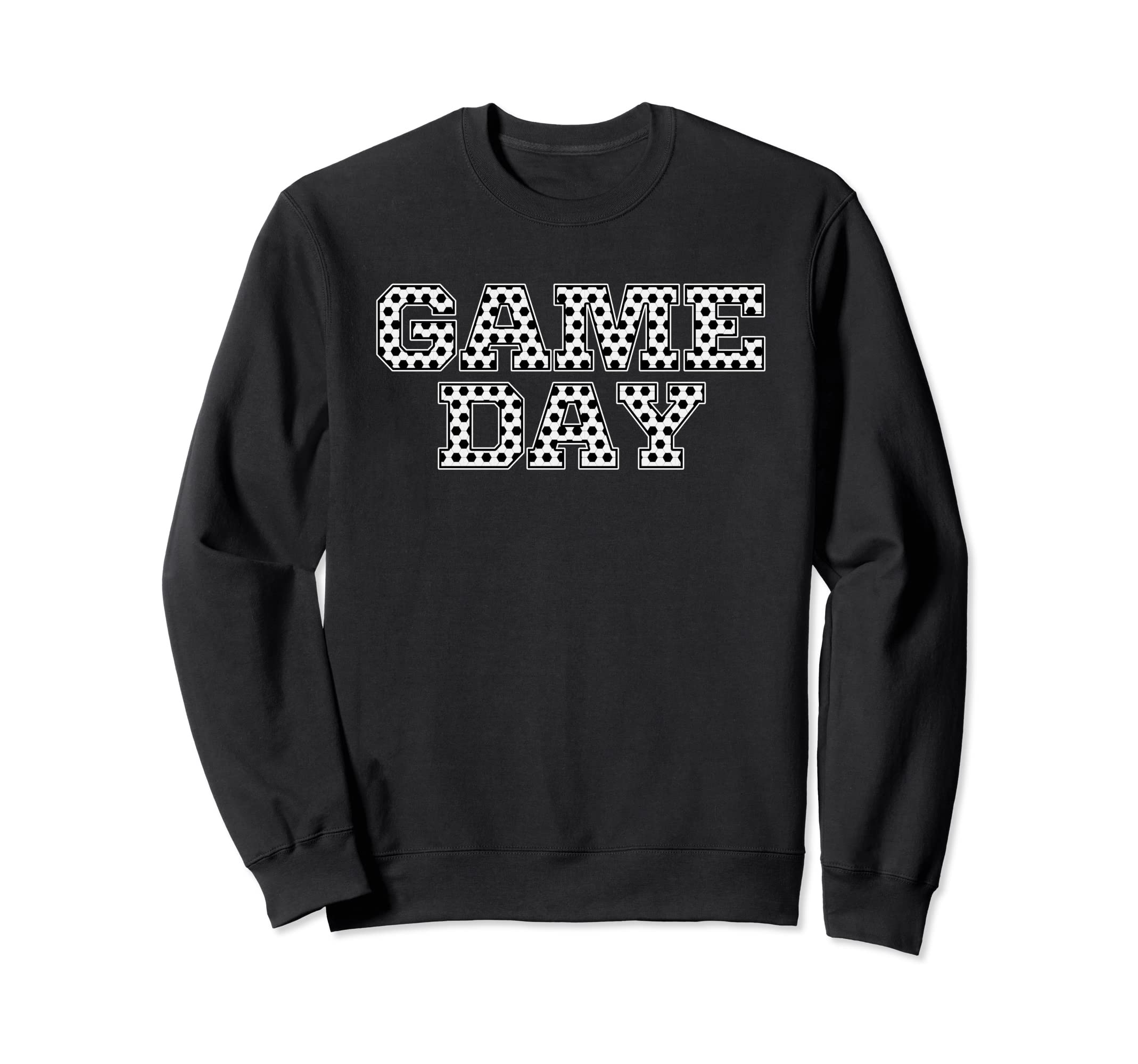 Game Day Soccer Pattern Black Sports Sweatshirt - Trendy Graphic Men Women
