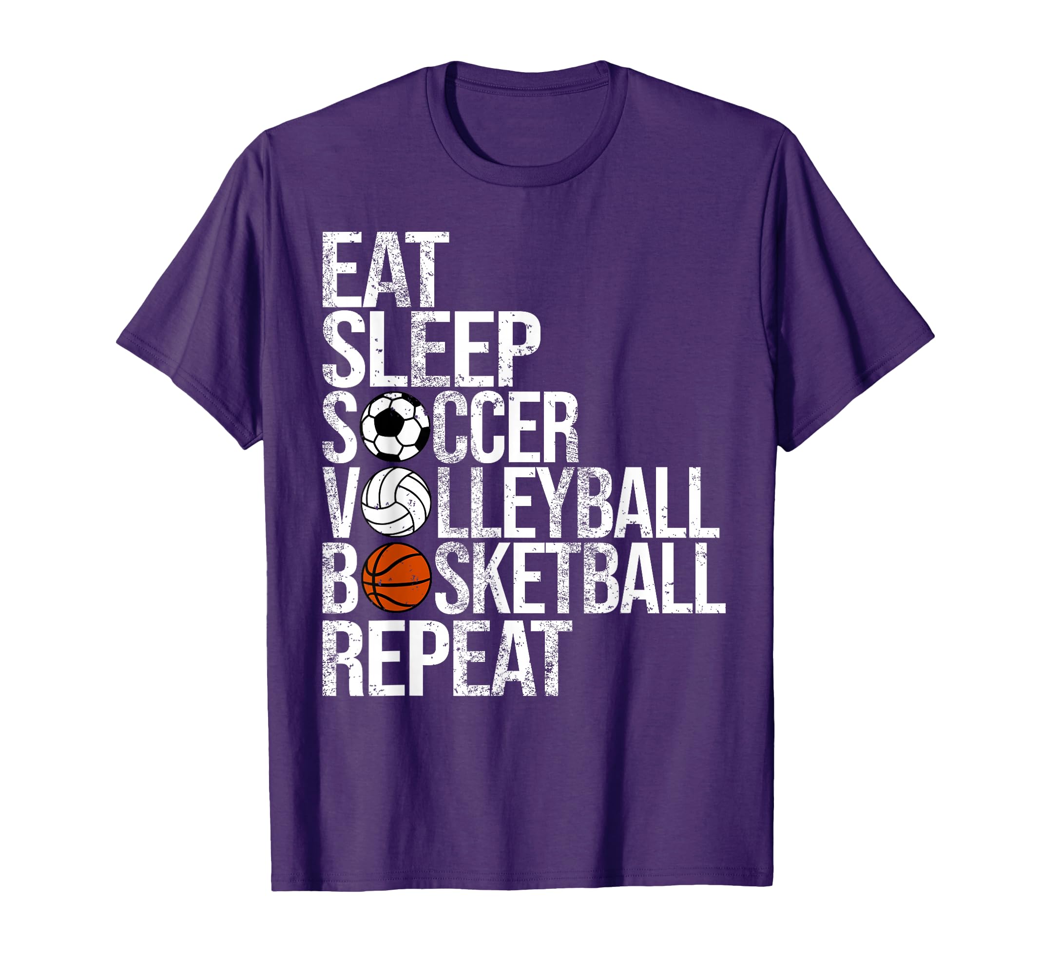 Eat Sleep Soccer Volleyball Basketball T-Shirt - Graphic Print Men Women