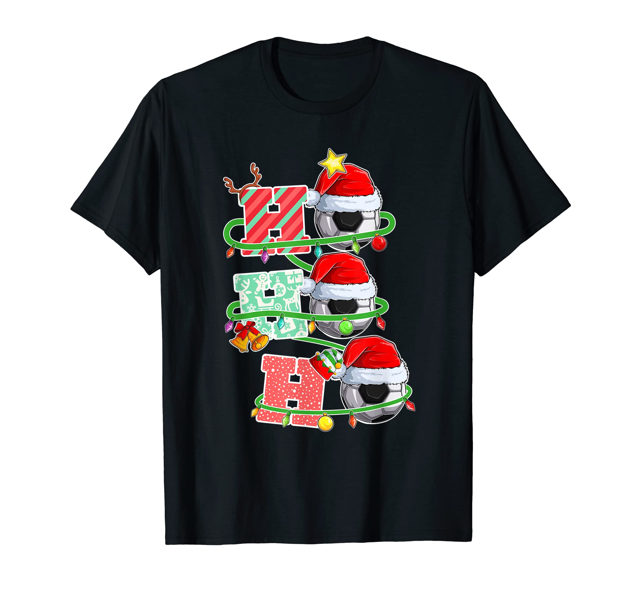 Ho Ho Ho Pajama Soccer Funny Santa Gift T-Shirt - Graphic Print Men Women