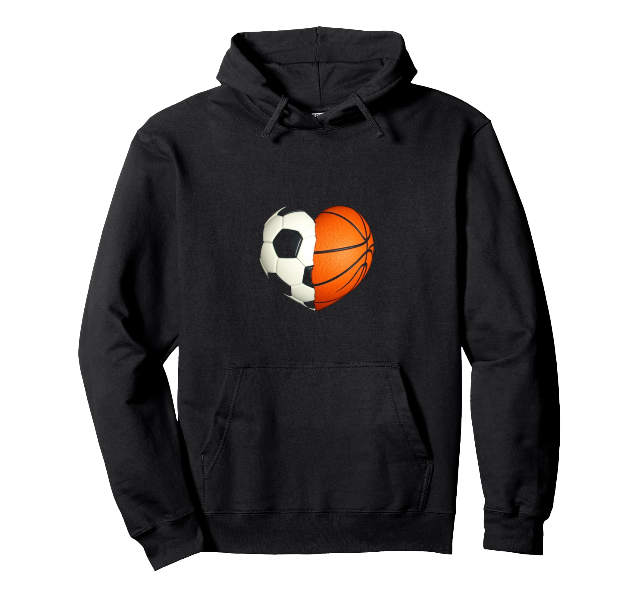 Split Heart Soccer Basketball Hoodie - Novelty Apparel Unisex