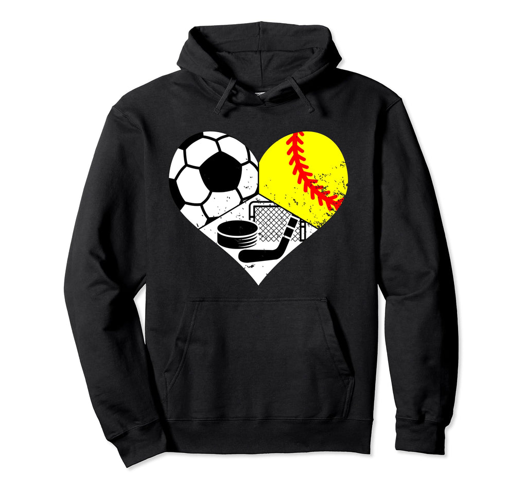 Soccer Softball Hockey Heart Funny Sport Hoodie - Custom Art Print Unisex