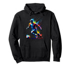 Colorful Splash Art Soccer Sport Player Hoodie - Trendy Graphic for Adults