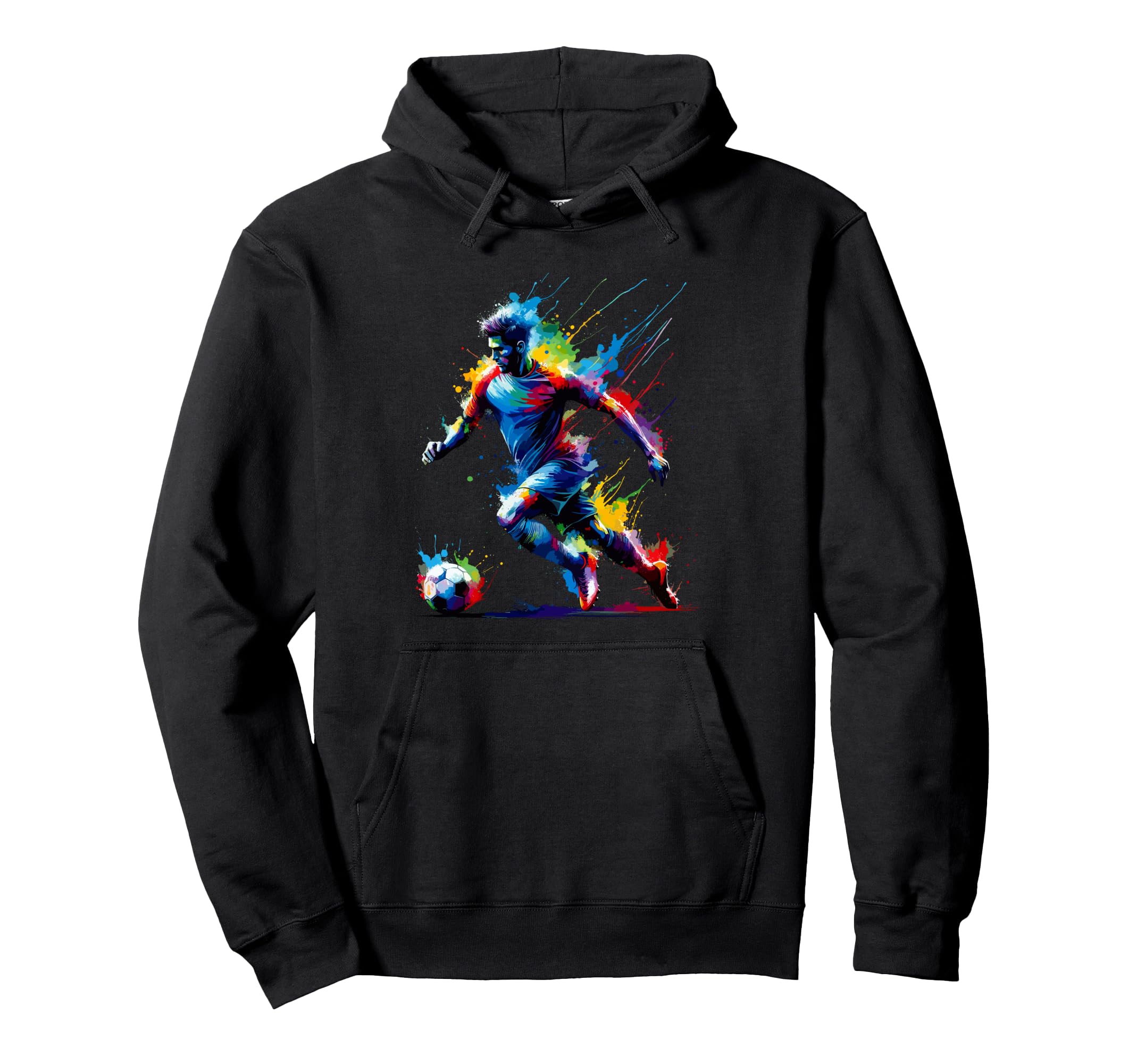 Colorful Splash Art Soccer Sport Player Hoodie - Trendy Graphic for Adults