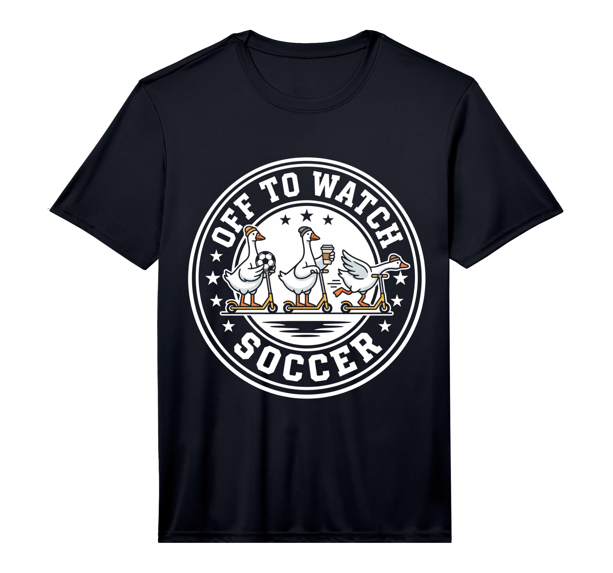 Off To Watch Soccer Silly Goose Funny T-Shirt - Fun Novelty Design Unisex