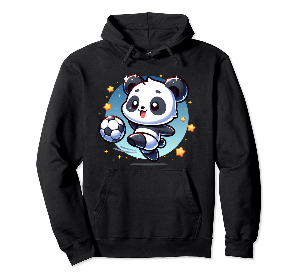 Soccer Player Panda Kicking Soccer Ball Hoodie - Trendy Graphic Men Women