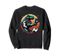 Soccer Player T Rex Dinosaur Kicking Sweatshirt - Unique Graphic Men Women