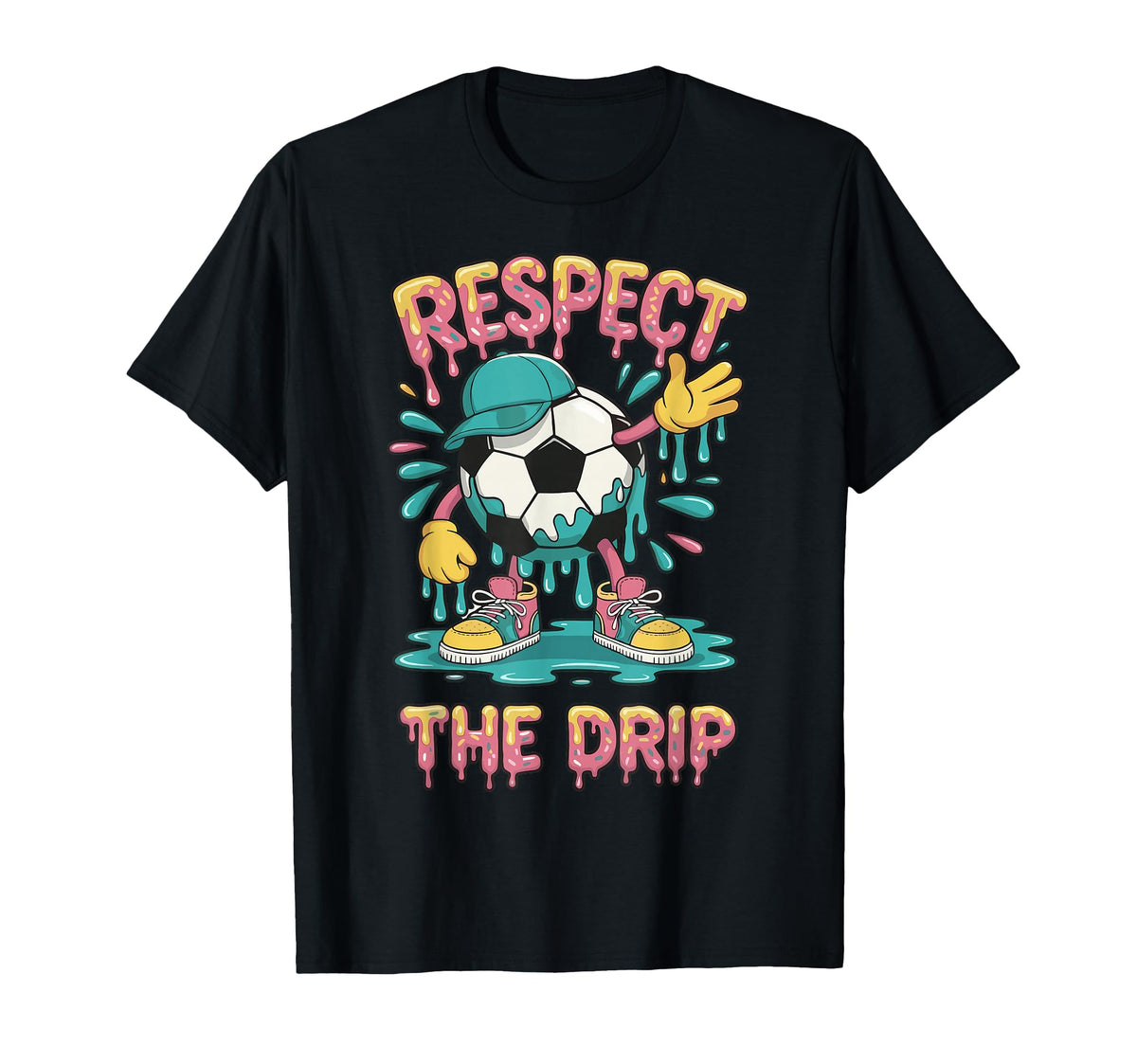 Respect Drip Soccer Vibe Colorful T-Shirt - Casual Everyday Wear Men Women