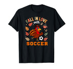 Fall Love Thanksgiving Turkey Soccer T-Shirt - Streetwear Style Unisex