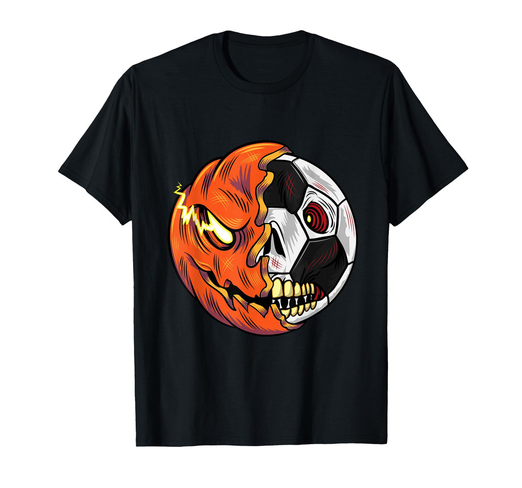 Soccer Ball Pumpkin Skull Halloween T-Shirt - Custom Art Print for Adults