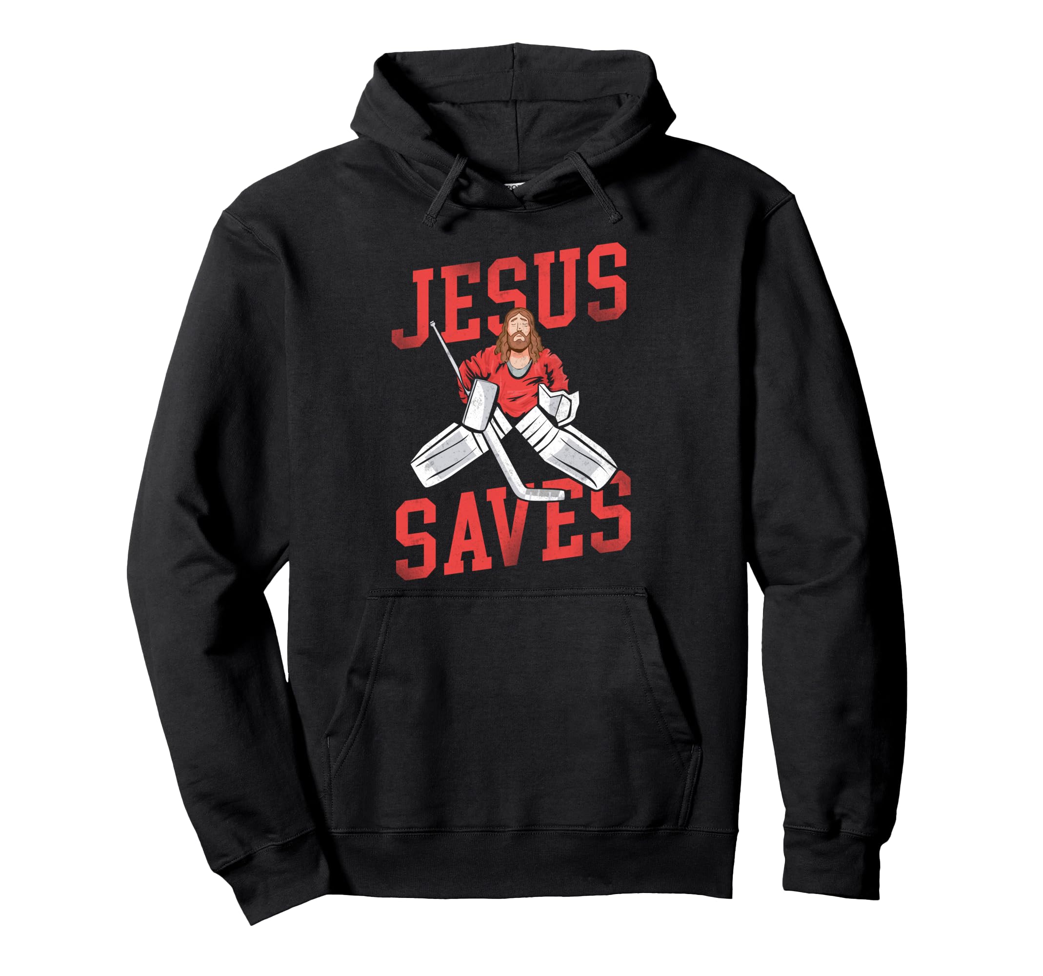 Ice Hockey Goalie Goalkeeper Jesus Hoodie - Fun Novelty Design Men Women