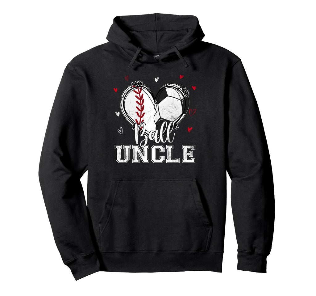 Ball Uncle Baseball Soccer Heart Hoodie - Casual Everyday Wear for Adults