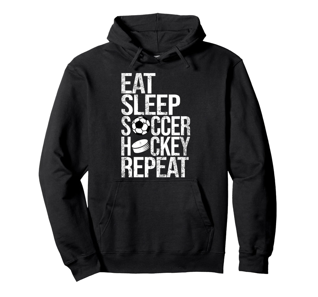Eat Sleep Soccer Hockey Repeat Funny Hoodie - Aesthetic Graphic Men Women