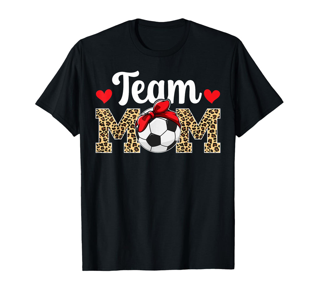 Team Mom Leopard Soccer Team Mom T-Shirt - Fun Novelty Design Men Women