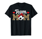 Team Mom Leopard Soccer Team Mom T-Shirt - Fun Novelty Design Men Women