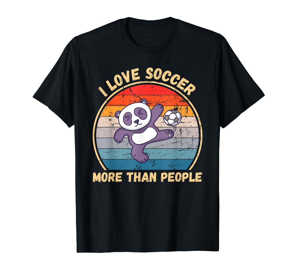 Panda I Love Soccer More Than People T-Shirt - Minimalist Print Unisex