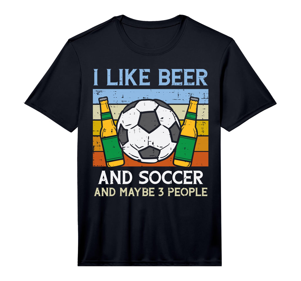 Mens I Like Beer Soccer 3 People T-Shirt - Minimalist Print Men Women