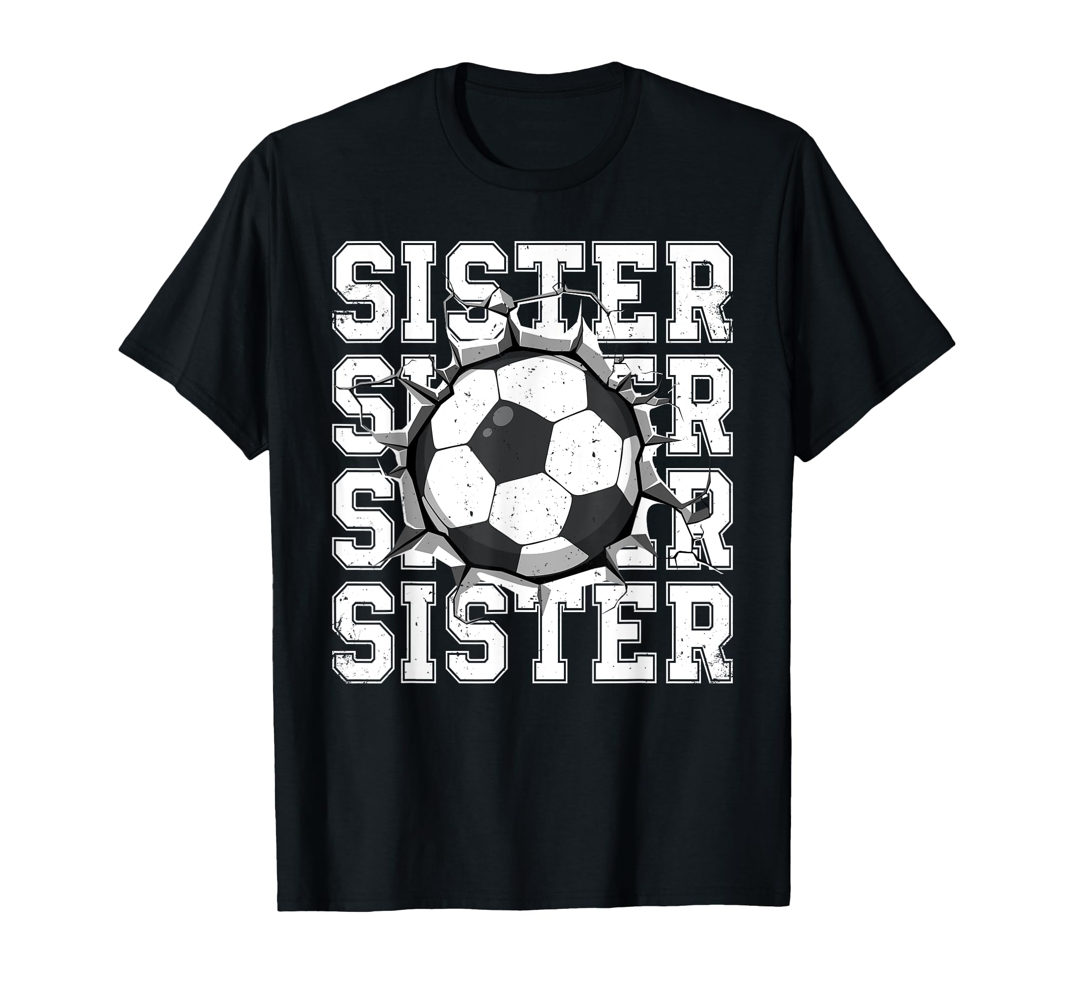 Soccer Sister Cracked Wall Family Matching T-Shirt - Unique Graphic Unisex