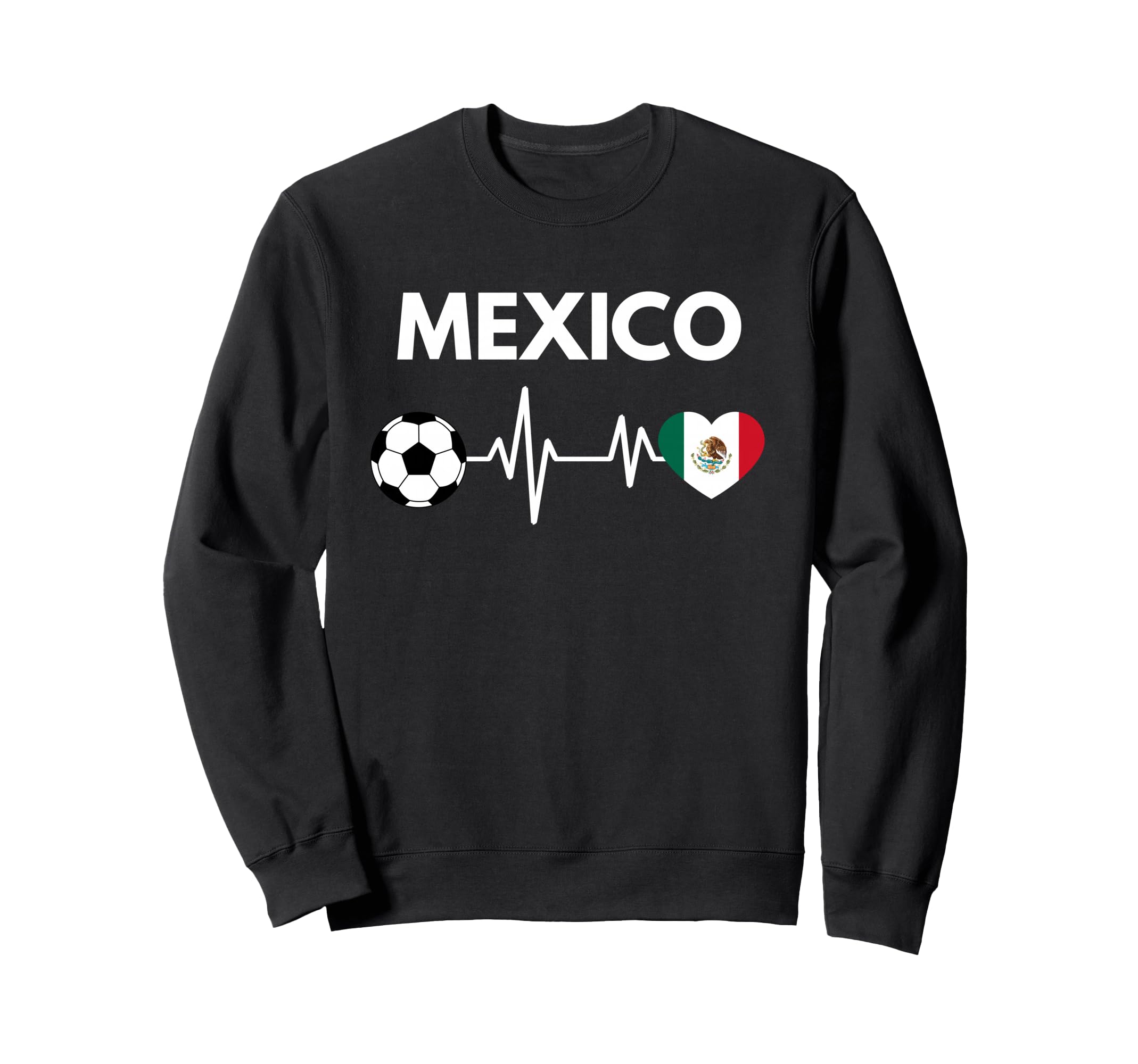 Mexico Flag Heartbeat Soccer Sweatshirt - Custom Art Print Men Women