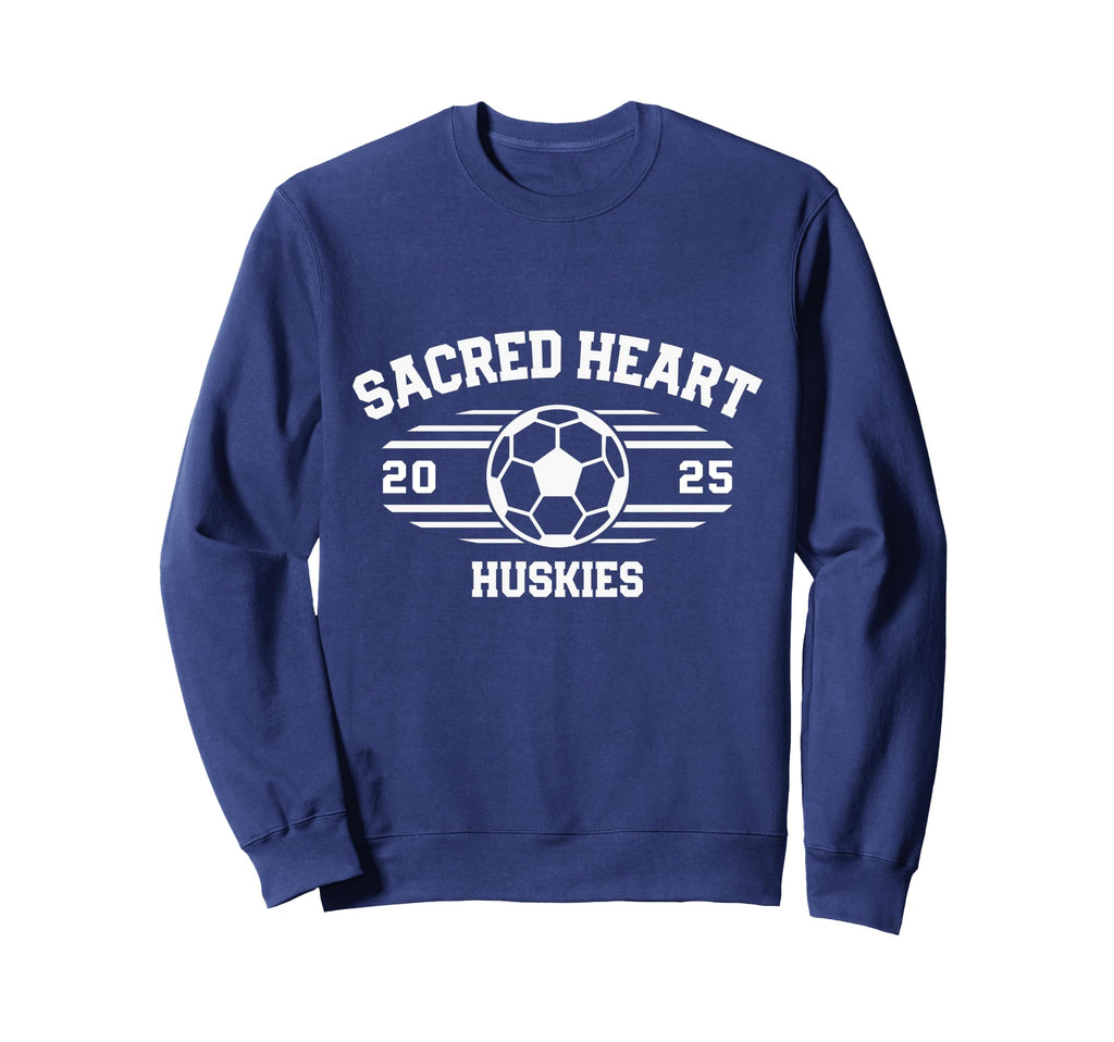 Sacred Heart Huskies Soccer Ball Sweatshirt - Minimalist Print for Adults
